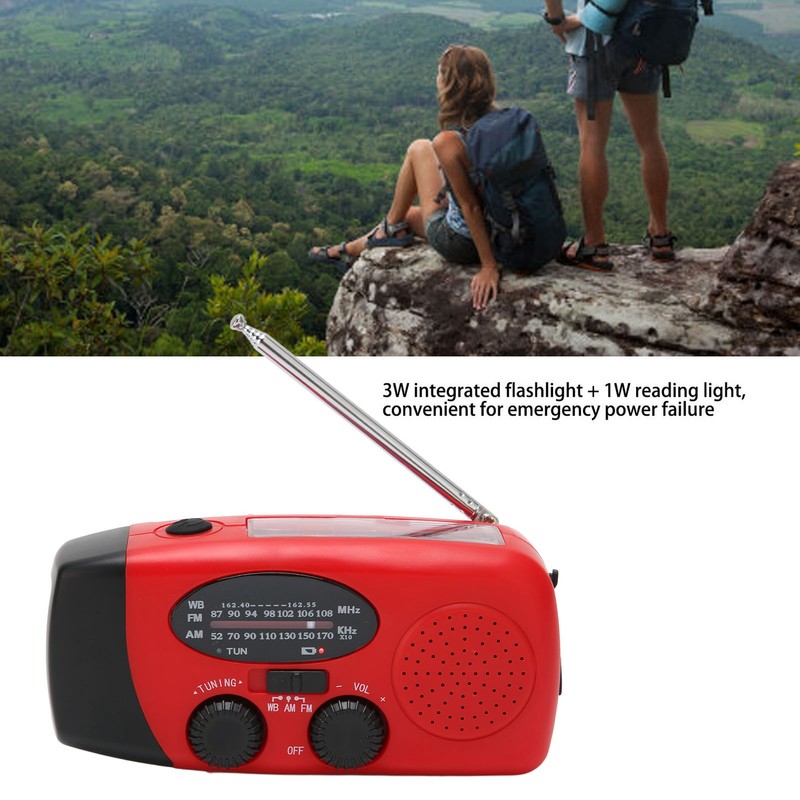 Hand Crank Radio Portable Self Powered Solar Weather Radio with
