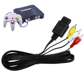 N64 AV Cable 1.8 M/ 6Ft, N64 Cable Composite TV AV Display Cable Replacement Wire Cords for N64 Cables Super Console Standard Composite Cable Fit for Game Cube, N64, GC and SNES 1 Pcs