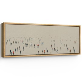 SIGNFORD Large Framed Canvas Print Wall Art Crowded Walk Minimalist People Scene Illustrations Modern Art Calm Warm for Living Room, Bedroom, Office - 60"x20"