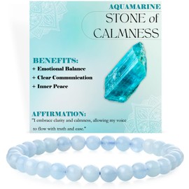 Bivei Pearl Bracelet for Women 6 mm Semi Precious Natural Stone Stretch Elastic Jewellery Yoga Gifts, Stone, No gemstone