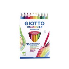 GIOTTO Colors 3.0 Children's Triangular Shaped Watercolour Coloured Pencils School Pack with a 3mm Lead, 36 pcs in Assorted Colours, Ideal for primary school age children