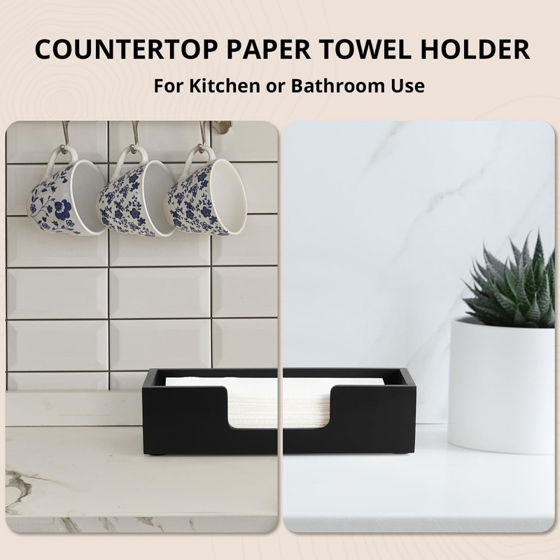 Paper Towel Dispenser Countertop, Wooden Folded Paper Hand Towel Holder