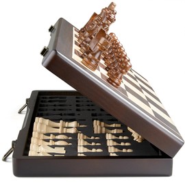 ELONGDI Magnetic Wooden Chess Set for Adults Kids,15" Folding Chess Board with Wood Texture 2 Extra Queens - Handmade Pieces Travel Board Games for Professional Beginner