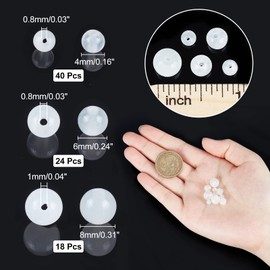 CHGCRAFT 82Pcs 3Sizes 4mm 6mm 8mm Selenite Round Beads Selenite Beads Round Spacer Loose Stone Beads Polished Selenite Beads for Craft DIY Bracelet Earring Keychain,White