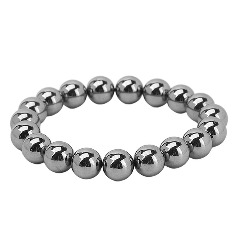 10mm Round Terahertz Beads Bracelet Energy Stone Elastic Flexible Stylish