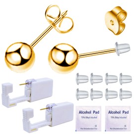 SLVIEKAE Self Ear Piercing Gun Earring, 14 Pack at Home Disposable Piercing Kit No Pain Easy Use Ear Piercing Gun Kit Tool with Gold Stud Silver Stud (Gold)