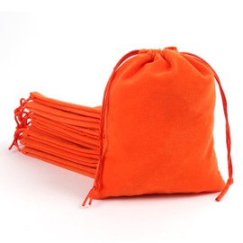 YIEMI Orange Velvet Bags Drawstring，3x4Inch Jewelry Gift Bags with Drawstring（12pcs）