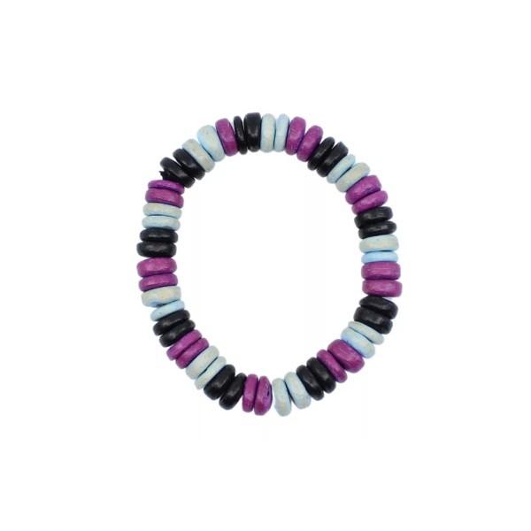 Handmade Coconut Shell Bracelet - 7", Purple, Blue, Black Coconut