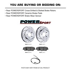 PowerSport Rear Brakes and Rotors Kit |Rear Brake Pads| Brake Rotors and Pads| Ceramic Brake Pads and Rotors |fits 2006-2012 Land Rover Range Rover