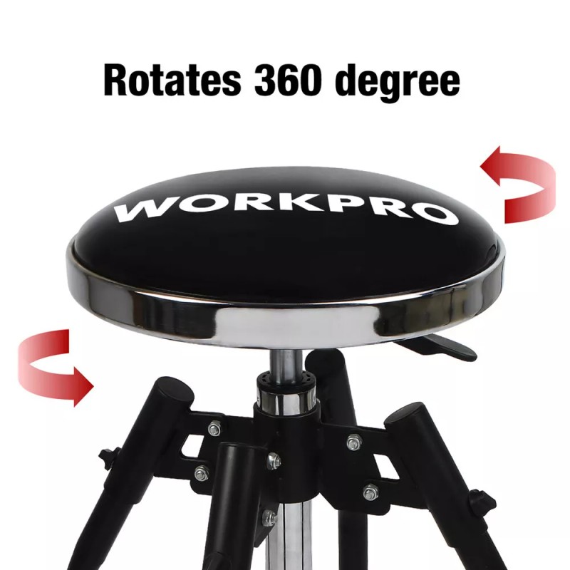 WORKPRO Bar Stools 360 Degree Swivel Black Chair Heavy Duty