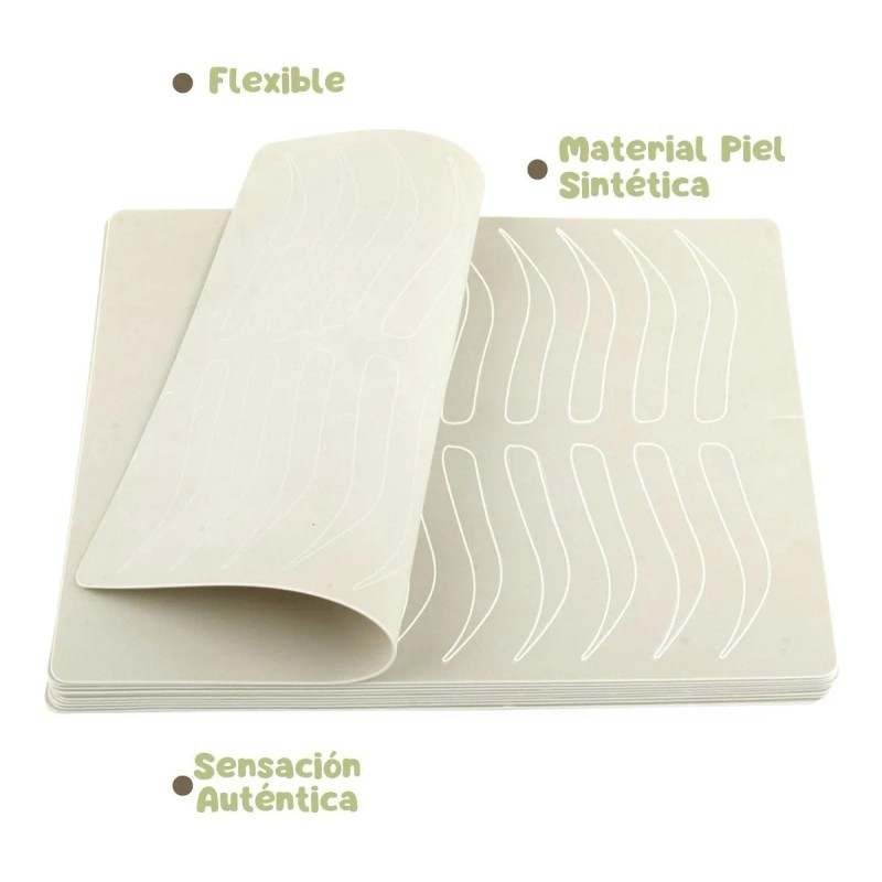 3 Piel Sintética Práctica Microblading Diseño Ceja Sin Tinta