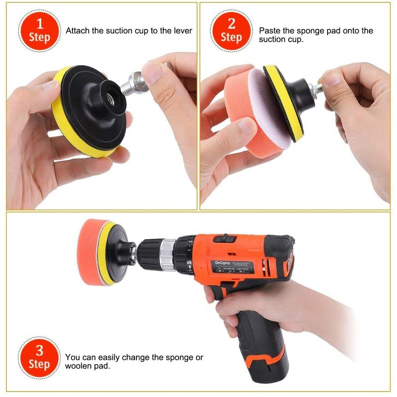 VASLON 3 inch Car Polishing Buffing Waxing Kit Polisher Sponge
