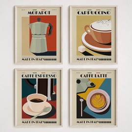 seersillus 4Pcs Coffee Bar Kitchen Wall Art Prints, Italy Caffè Bar Boho Decor for Modern Home Dining Room, 8×10 Inches Unfamed
