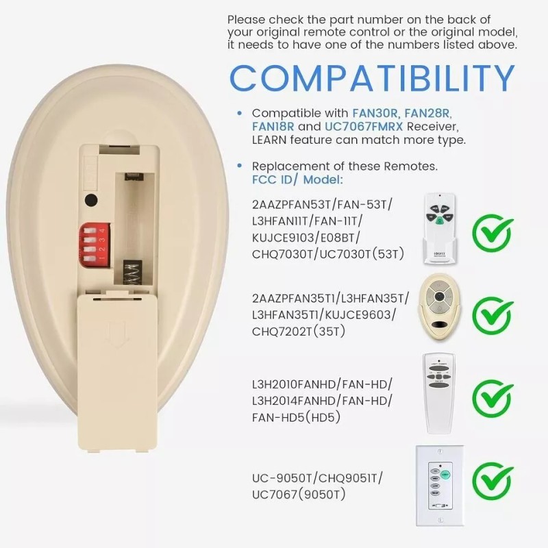 f.a.n. 35T Ceiling Fan Remote Control Replacement for Harbor Breeze