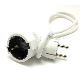 1m 3680W 16A 230V 3x1.5mm Extension Lead White H05VV-F.BL