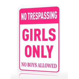 CUUCTGDA Room Decor For Teen Girls,Pink Preppy Room Decor Aesthetic,Girls Only Sign,No Trespassing Girls Only No Boys Allowed,Girl Room Sign 8x12 Inch