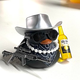 Black Cool Rubber Duck Car Accessories Cool Car Accessories Duck Car Dashboard Decoration:_black&golden-SKS&beer
