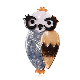 Vintage Colorful Resin Owl Brooch For Women Acrylic Lovely Bird Animal Hijab Pins Clips Female Broches Clothing Backpack Accessories Gift