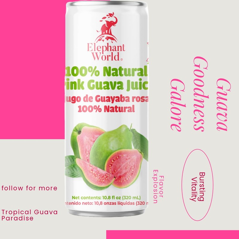 ELEPHANT WORLD 100% Natural Juices | Assorted Superfruits | Soursop-Mango-Guava-Lychee