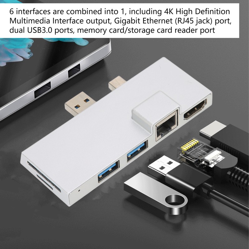 6 in 1 Docking Station For Surface 4K Resolution 5Gbps