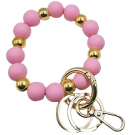 jtkdxqs Bracelet Wristlet Keychain Beaded Bangle Chains Silicone Elastic Bangle Key Chain Holder for Women Car Keyring,Style 4