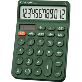 CATIGA 12 Digit Desktop Calculator Basic Desk Calculator with Large LCD Display, Big Buttons, 4 Function, Solar and Battery Dual Power, for Office, School, Home, SD-1292 Green