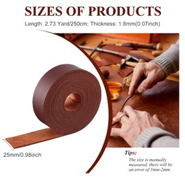 BENECREAT Leather Cord Roll 1.0 x 1.0 inches (2.5 x 25 mm) Litchi Pattern Single Sided Leather Synthetic Leather Fabric Thickness 0.07 inch (1.8 mm) Soft Bag Leather Accessory Making Sofa Car Seat Repair Replacement Faux Leather Craft Material (Heavy Bro