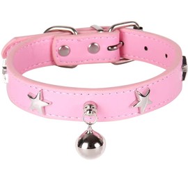Dog Collar with Bell and Star Studs,Dog Necklace for Cat Puppy Small Medium Large Dog Collar Pet Collar Adjustable Length
