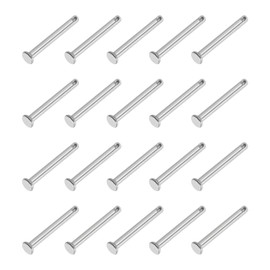 PATIKIL 4 x 35 mm Single Hole Clevis Pins, 20 Pcs 304 Stainless Steel Flat Head Pin for Hitch Pin Lock Link Hinge Systems, Silver