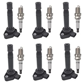 OYEAUTO Iridium Spark Plug Ignition Coil Pack Set of 6 UF242 30520-P8E-A01 Compatible with Honda Odyssey Accord Acura TL CL 3.0L 3.5L 3.7L V6