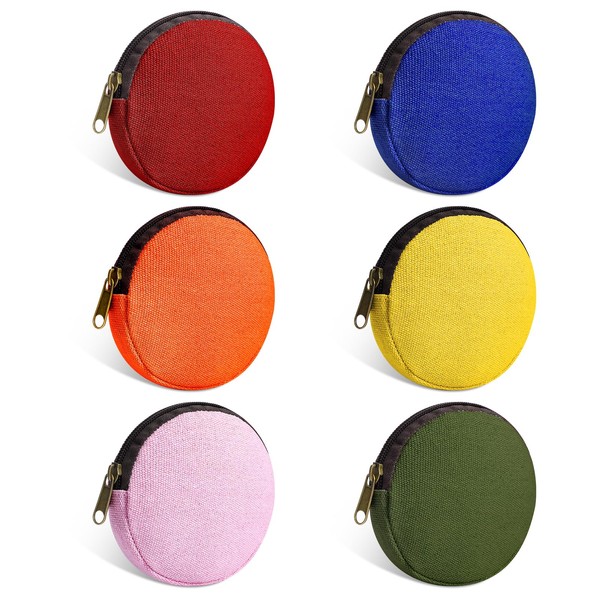 Sinzip 6 Pieces Mini Round Cotton Canvas Makeup Bag with