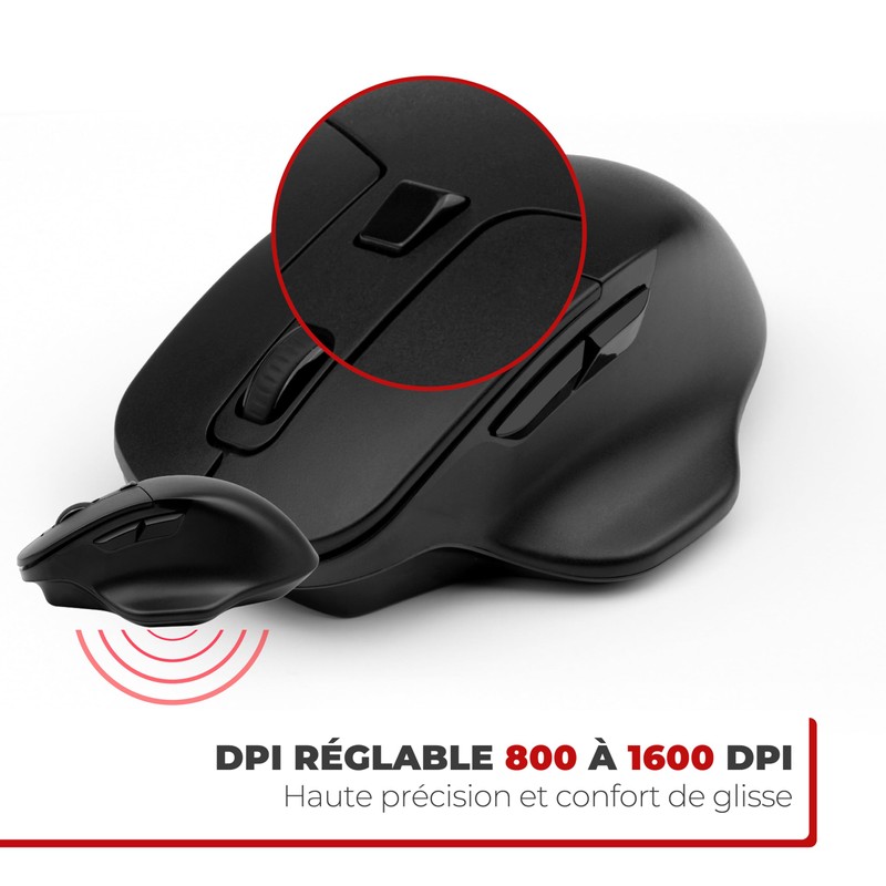 APM Office-Maus, kabellos, 2,4 GHz, leise, USB-Empfänger, DPI verstellbar 800/1200/1600,