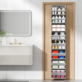 Mefirt Over The Door Organizer, 8 Shelf Door Hanging Organizers with 8 Large Capacity Pockets, Back of Door Organizer Storage Hanging Shelves for Closet Bathroom Bedroom Nursery