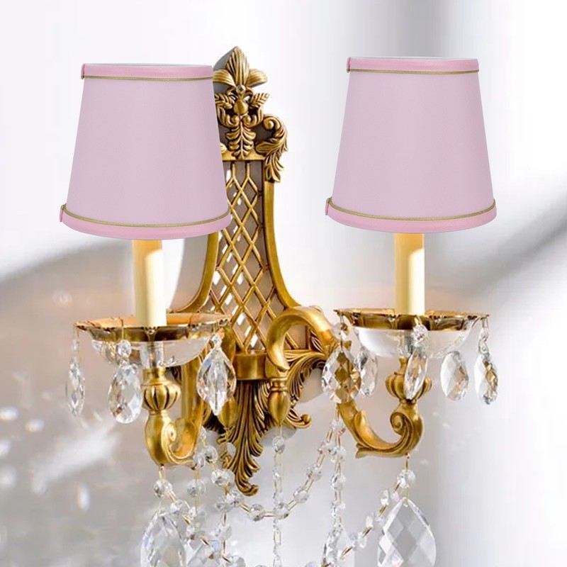 2PCS European Style E14 Lamp Shade Pink Lampshade for Chandelier