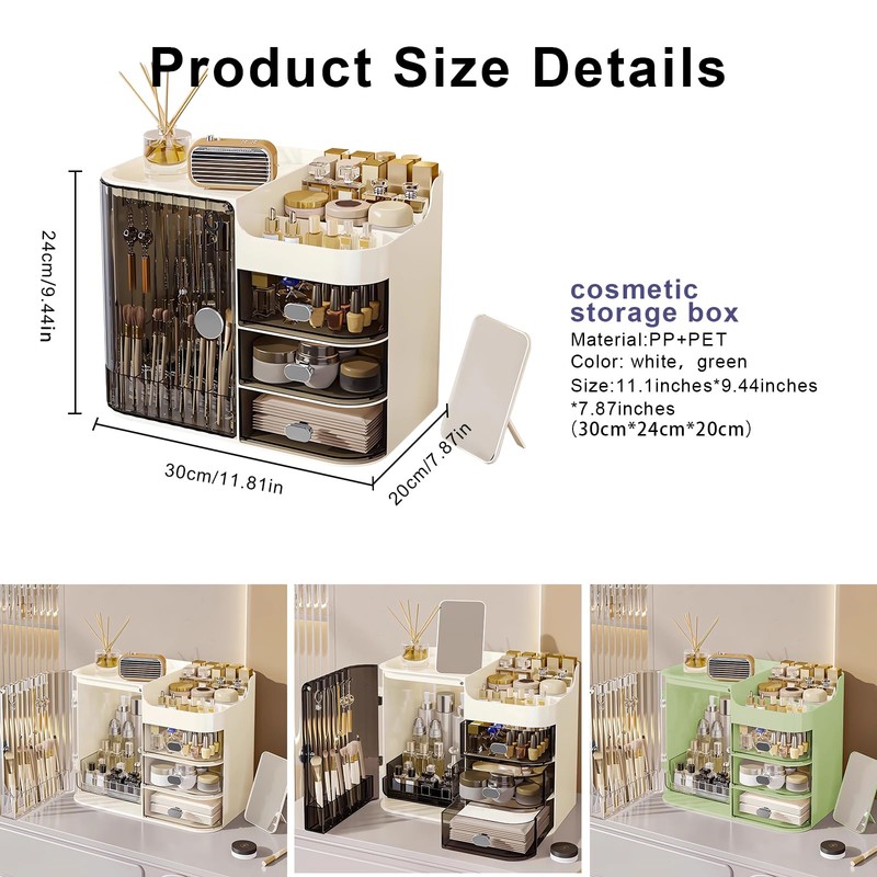 DASITON Makeup Organizer for Vanity,Large Capacity Makeup Storage Organizer with