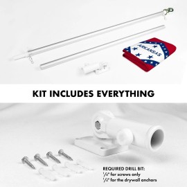 UD_G128 Combo Pack: 6 Ft Tangle Free Aluminum Spinning Flagpole (Silver) & Arkansas AR State Flag 3x5 Ft, Double ToughWeave Seri
