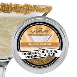 Brew Glitter - Gold Rimming Sugar (4oz, 1x Bar Tin) Cocktail Garnish for Mixed Drinks & Refreshments