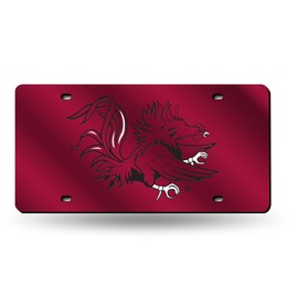 Rico South Carolina Gamecocks Red Mirror Look Acrylic License Plate Laser Tag
