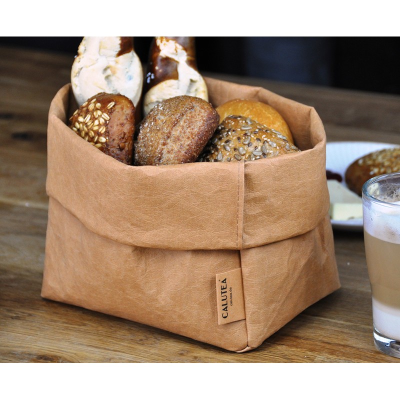 Large XXL Bread Basket/Sand/Modern/Vegan Leather as Fabric Alternative/Bread Bag/Bread Basket/Fruit