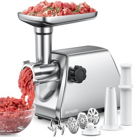 AIRMSEN Heavy Duty Electric Meat Grinder – Professional Stainless Steel Sausage Maker & Stuffer with 3 Plates, 2 Stainless Blades & Kubbe Kit – Fast, Quiet, Easy to Clean for Home & Commercial Use