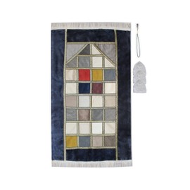 ESERRA Patchwork Muslim Prayer Rug, Large, Thick, 99 Prayer Beads and a Three Prayer Cap Included, Prayer Mats Muslim for Praying Men, Women, and Kids