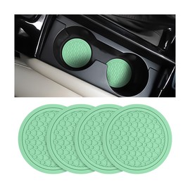 Mandark 4PCS Car Cup Holder Coasters, 2.75 Inch Non-Slip Insert Water Bottle Holder Pads, Dustproof Automotive Interior Accessories Mat, Universal for Vehicles, Trucks, RVs and More (Light Green)