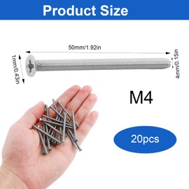 Pack of 20 M3.5 x 50mm Long Flat Head Electrical Machine Screws 304 Stainless Steel Plugs Socket Screws for Flat Plate Switches Light Sockets, Slotted, Electric Sockets, Fixings