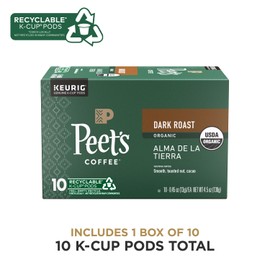 Peet's Coffee, USDA Organic Dark Roast Keurig K-Cup Pods - Alma de la Tierra 10 Count (1 Box of 10 Pods)