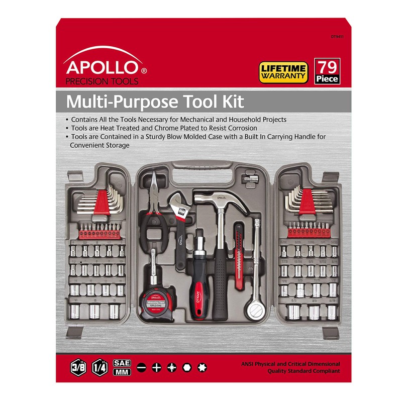Apollo Tools 79 Piece Multi-Purpose Tool Set with Sockets, Basic