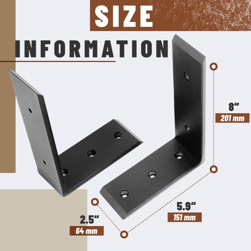 ECOTRIC 4Pcs Heavy Duty Countertop Support Brackets 8 x 6