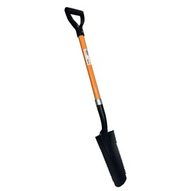 Ashman Drain Spade Teeth Shovel (1 Pack) - 48 Inches Long Handle Spade with D Handle Grip - Durable Handle with a Thick Metal Blade - Multipurpose Premium Quality Orange Shovel.