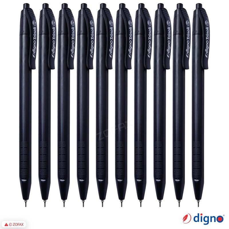 DIGNO Trinok Retractable Ballpoint Pens, BLACK, Fine Point (0.7mm), Pack
