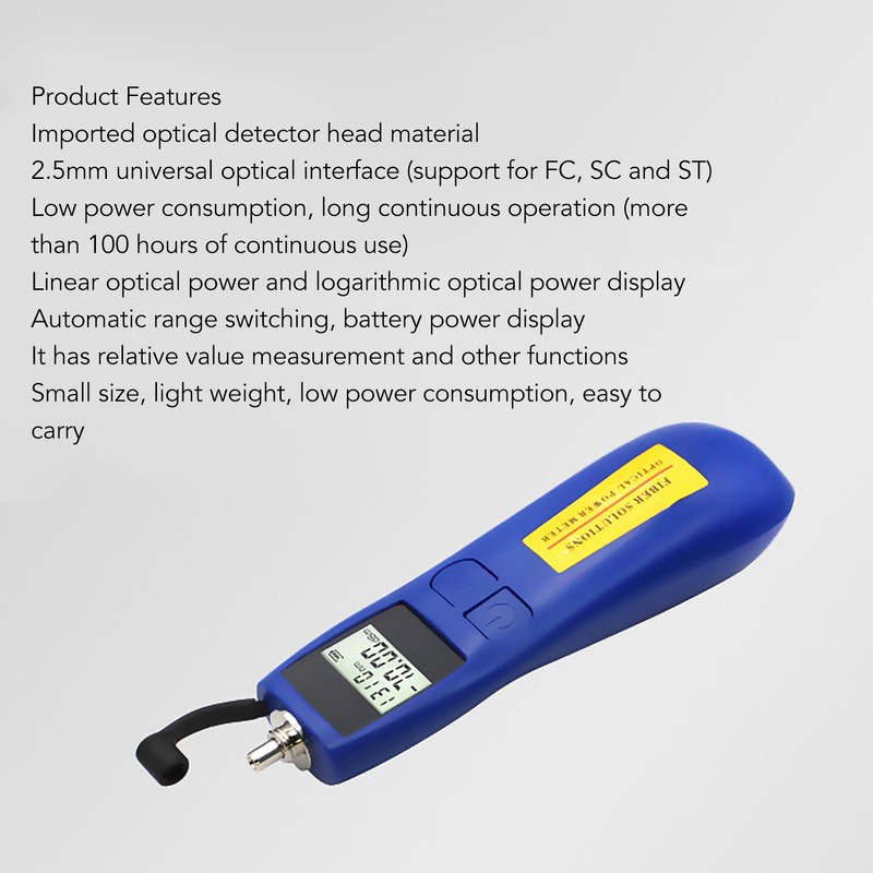 Handheld Optical Power Meter ‑50dBm to +26dBm Sensitive Fiber Optic