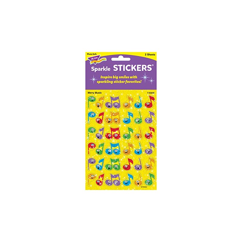 Trend Merry Music Sparkle Stickers, Classroom Incentives, 72 Count